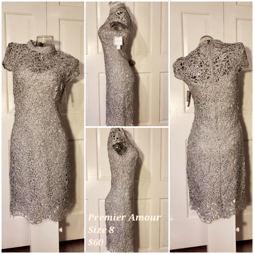 Premier Amour size 8 silver dress